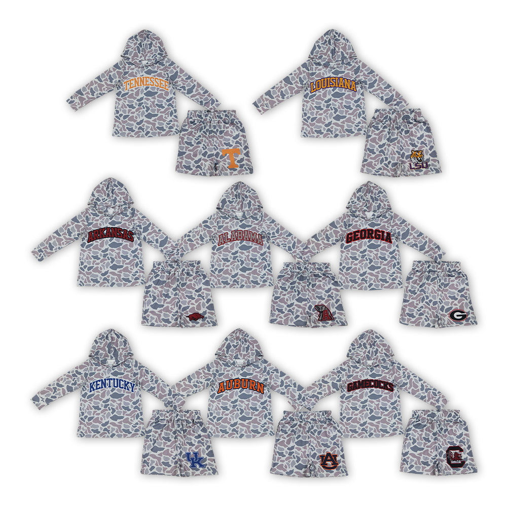 RTS BLS0041 Auburn Team Kids Camo Print Hoodie Top Shorts Clothing Set 202608