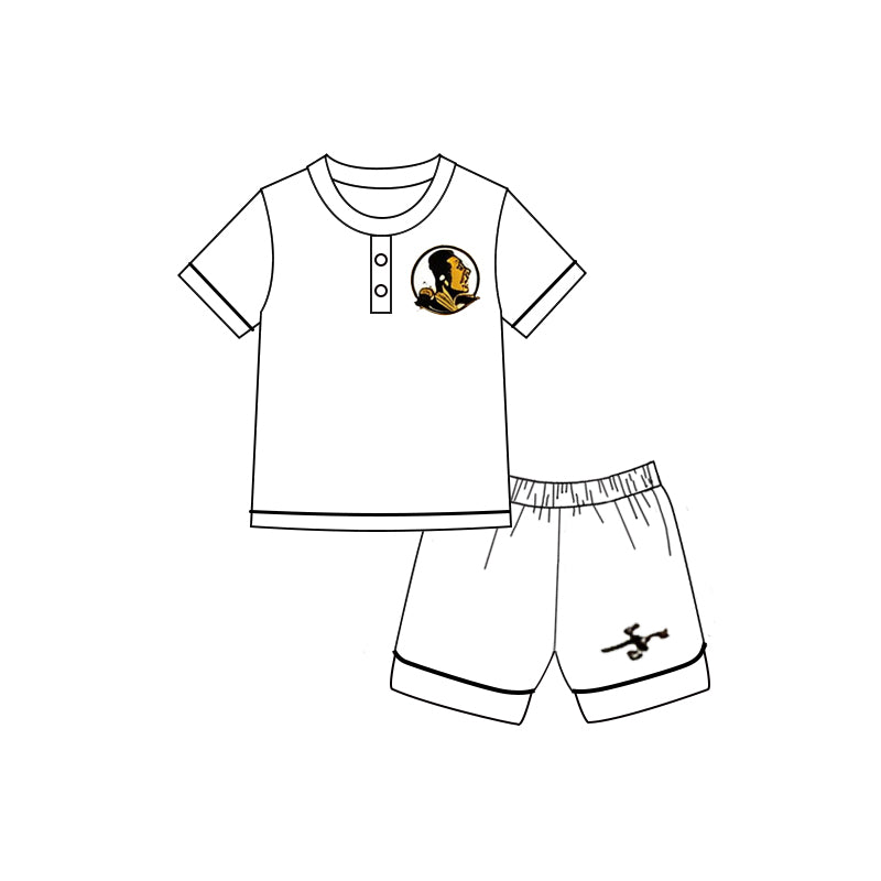 MOQ5 SEMINOLE PAJAMA WHITE SET CUSTOM silk milk pajamas boy outfit shorts