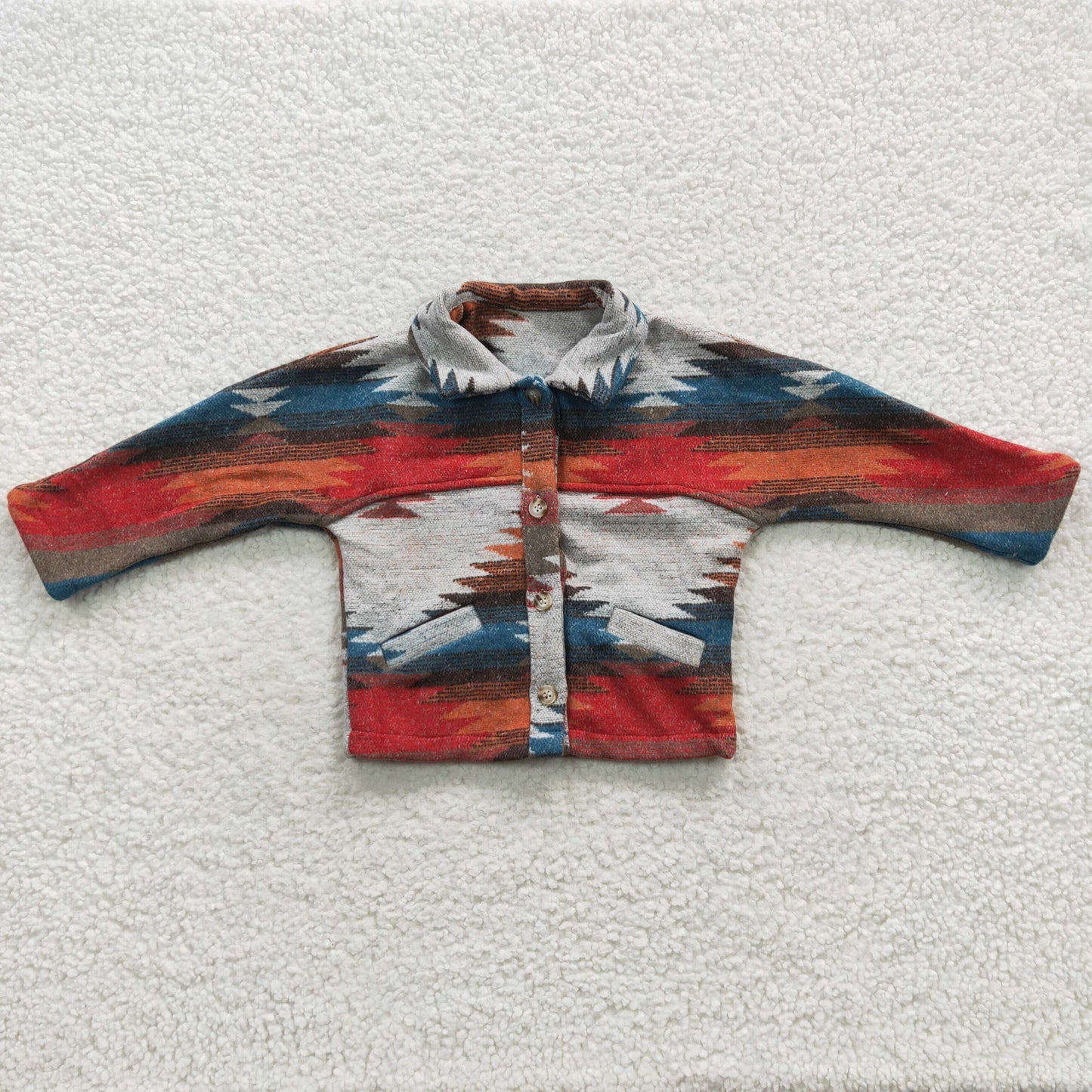 BT0232 BLUE AZTEC long sleeve Cotton shirt Shackets Jacket coat 20230704 RTS