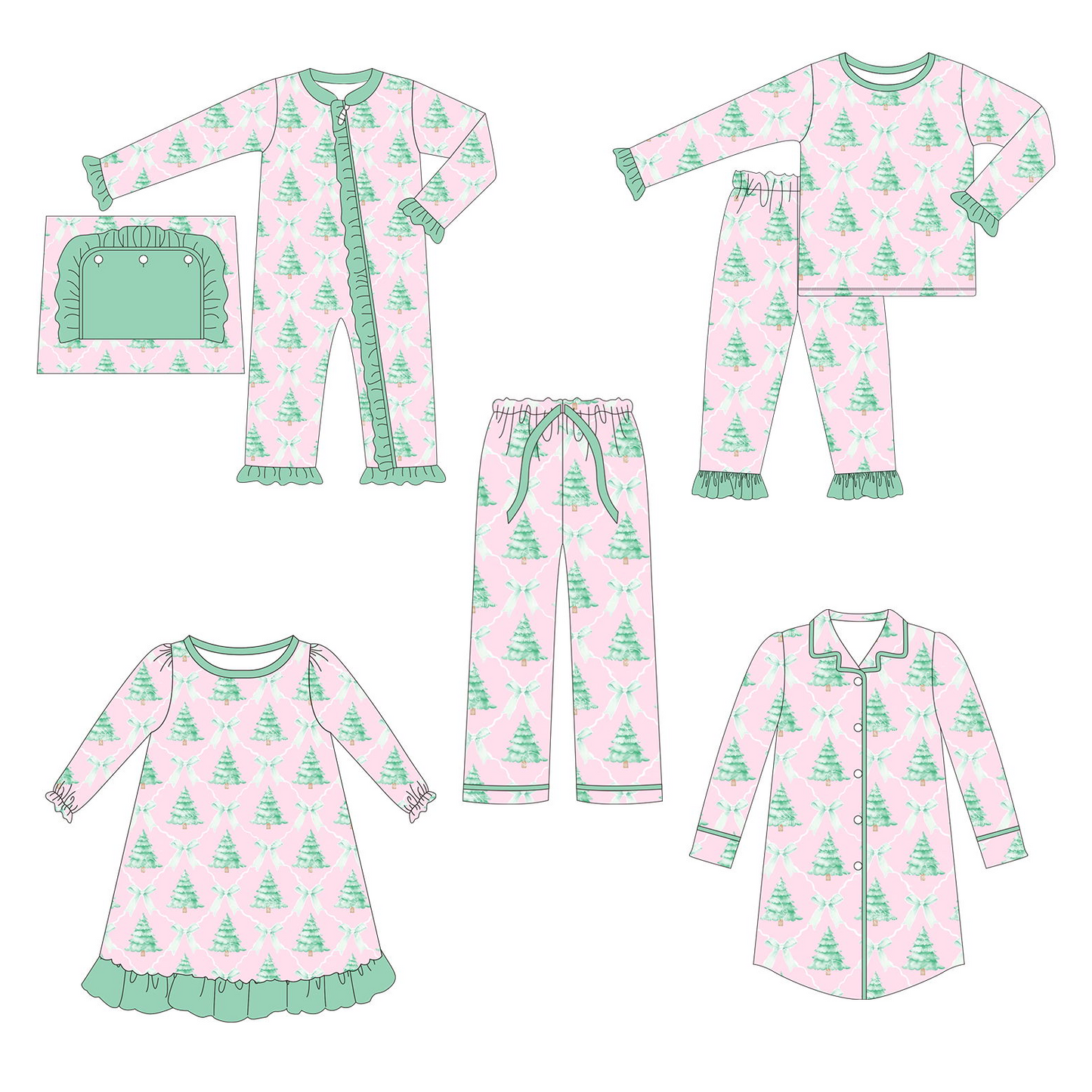 Christmas tree LR1073 girl romper 202408 sibling RTS