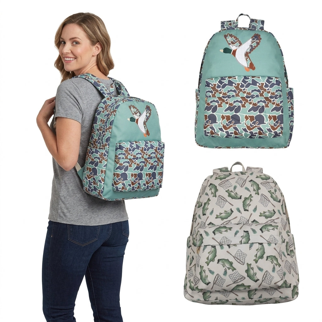 NO MOQ RTS BA0123 Kids Backpack Fishing Bass And Net Print Toddler School Bag 202610