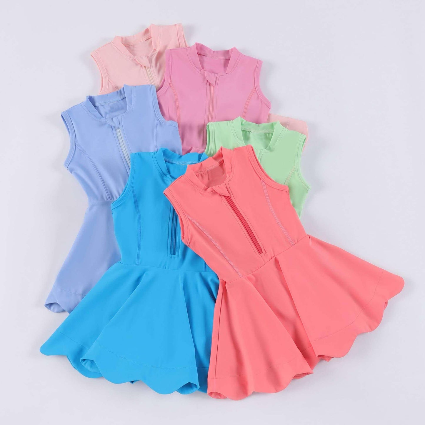 GSD2089 solid color yoga short sleeve girl skirt outfit 202505 RTS