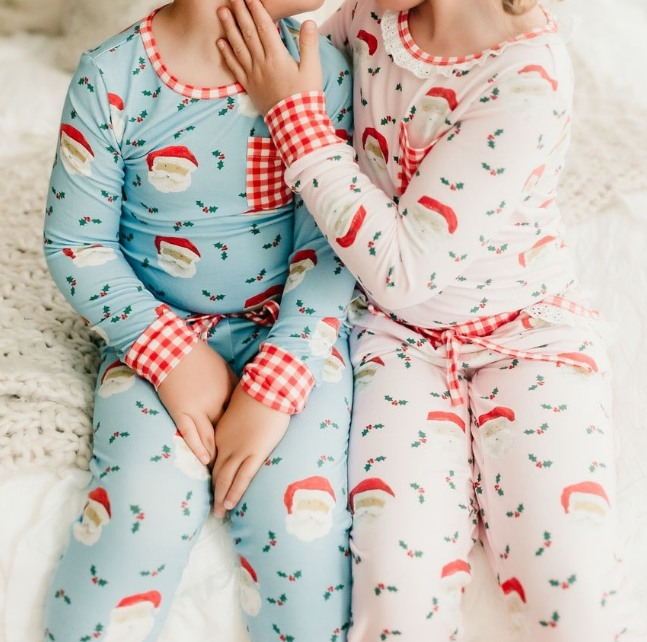 GLP1213 BAMBOO Christmas Santa girl pajamas outfit 202411 RTS