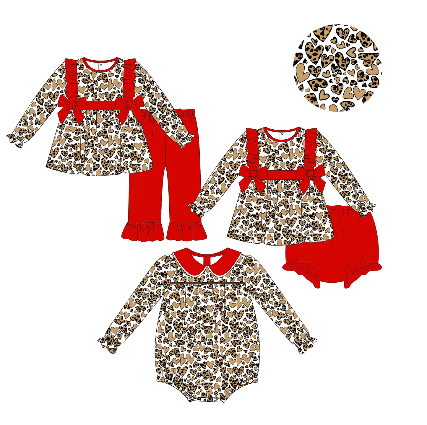 GLP1766 love leopard bow girl outfit 202408 preorder sibling