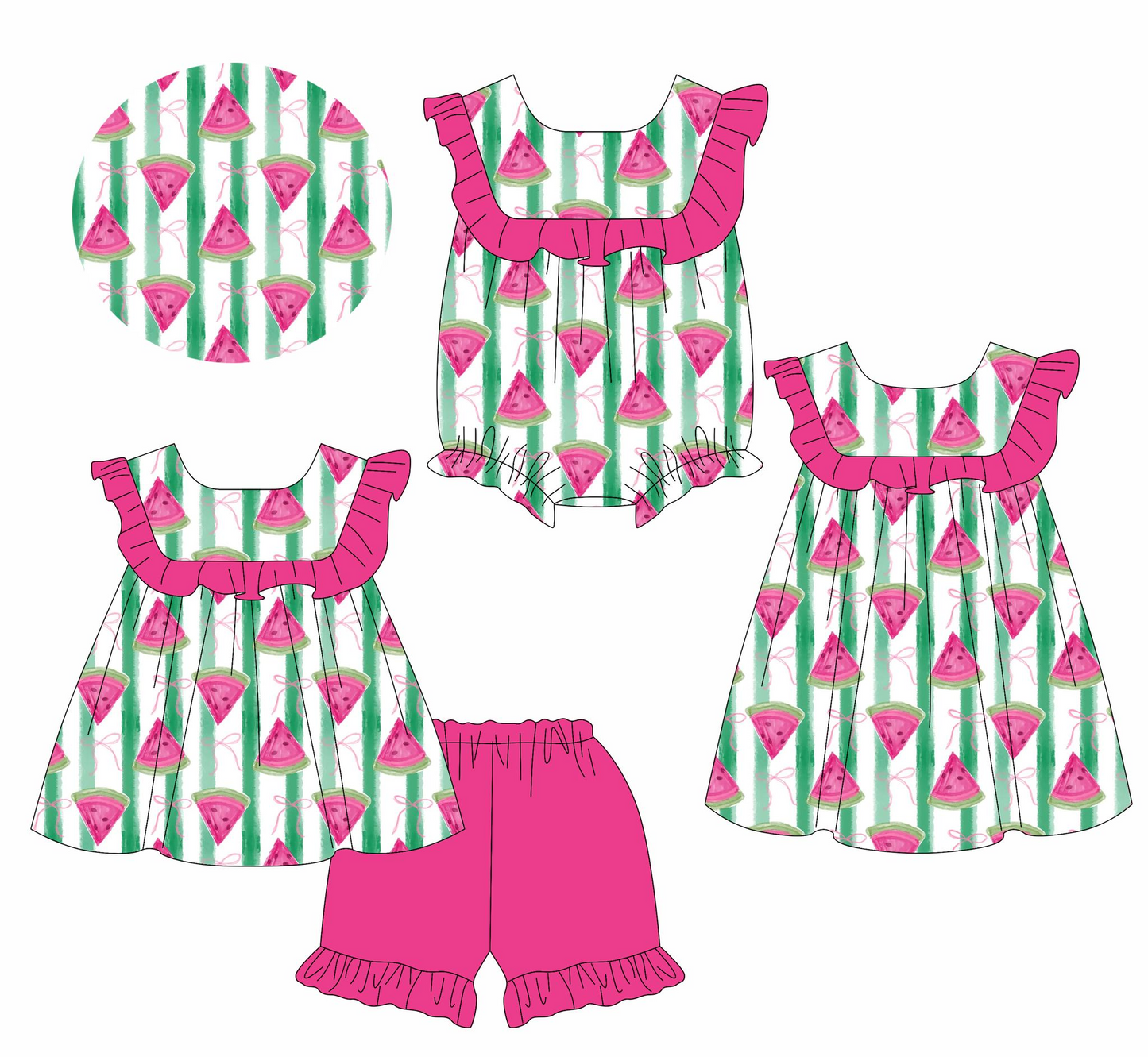 SR2668 watermelon western girl summer romper 202501 preorder