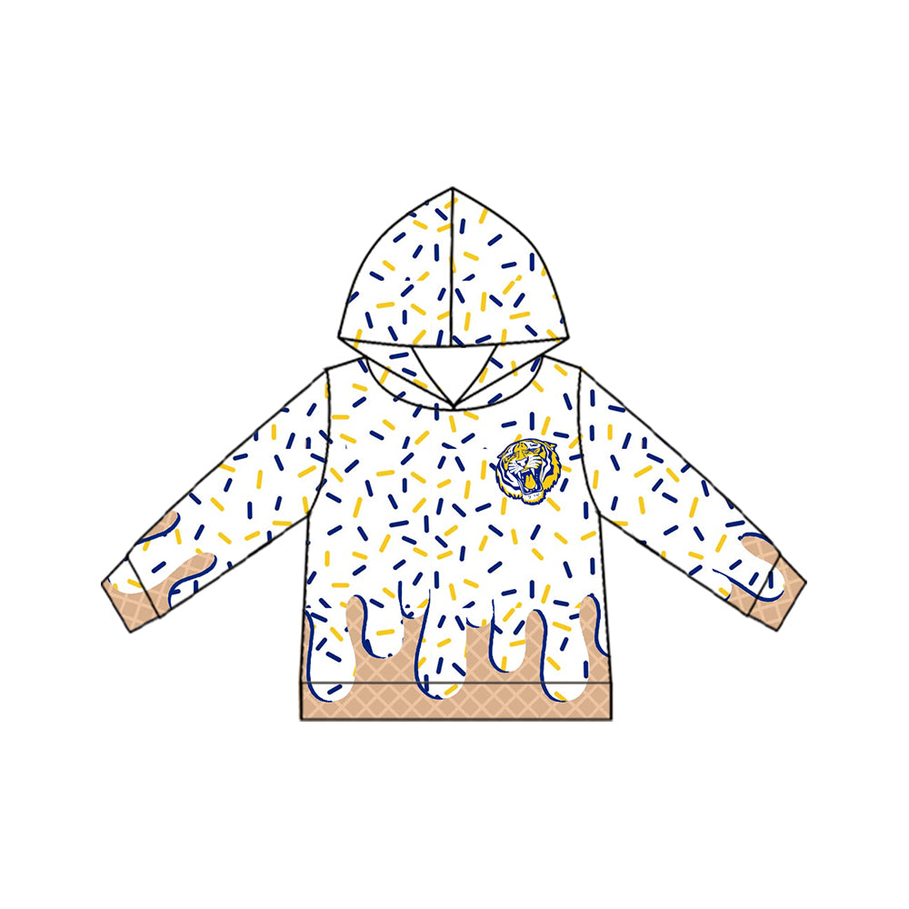 Tigers CUSTOM hoodie pockets splatter ice cream drip KIDS clothes MOQ:3