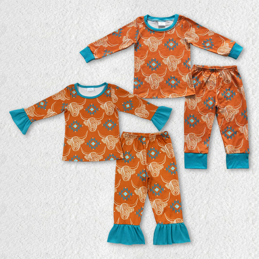 BLP0206 western cow long sleeve children boy outfit pajamas 20230804 RTS