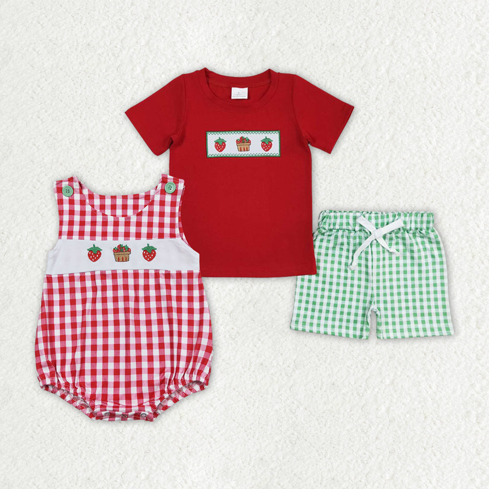 BSSO0810 shorts embroidery cake strawberry boy summer outfit 202405 RTS