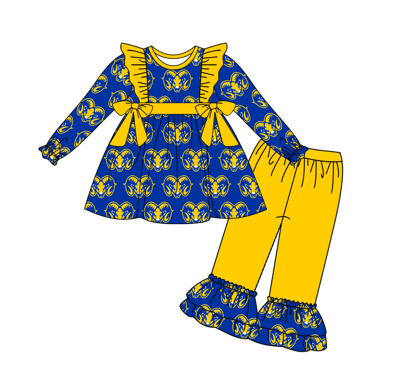 CUSTOM football team MOQ3 lakeside rams kids outfit