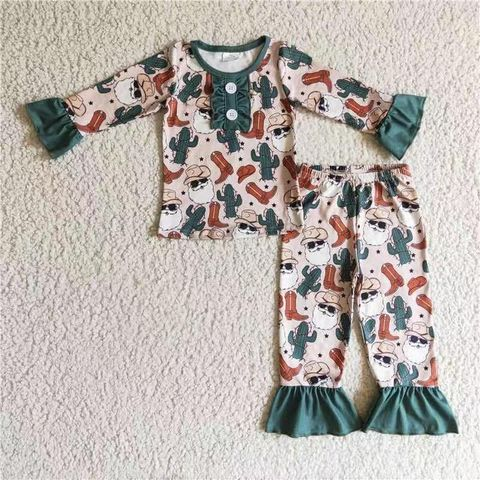 GLP0291 Boots Christmas long sleeve girl pajamas outfit RTS