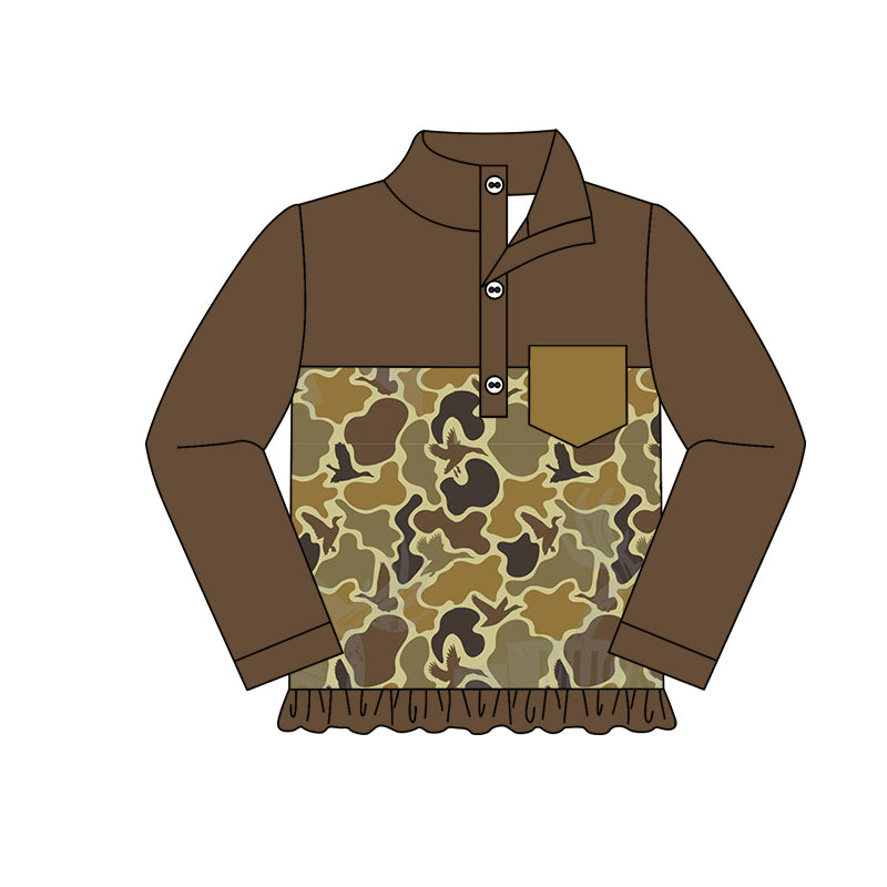 CUSTOM MOQ3 ---BT0968 long sleeve camo girl top coat pullover