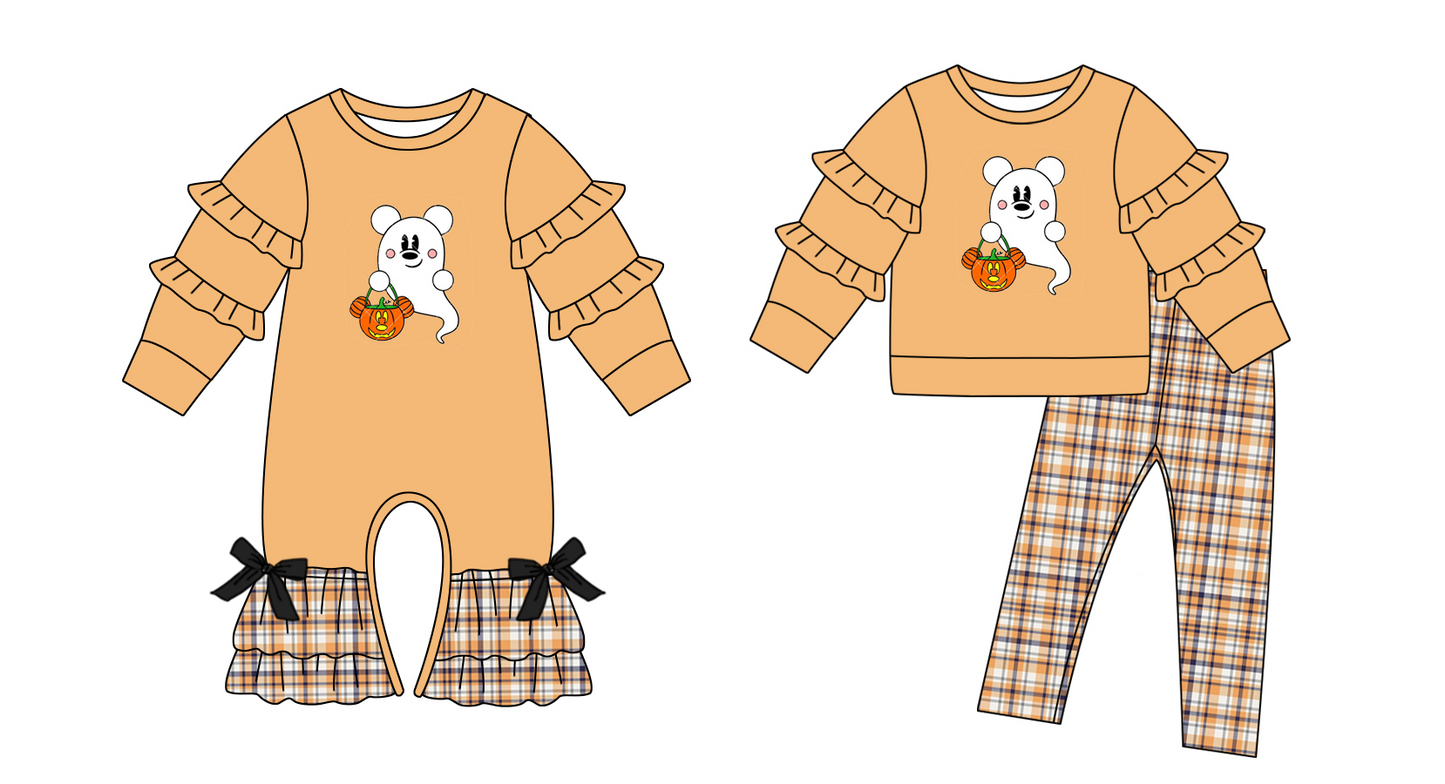 CUSTOM MOQ5 LR1193 pumpkin girl romper 202406 sibling
