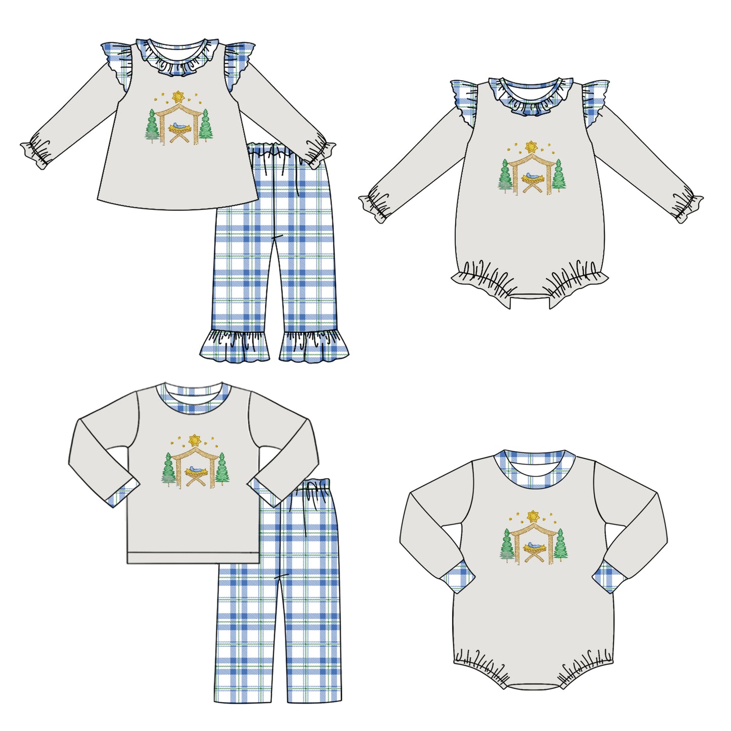 GLP1381 Christmas tree thanksgiving girl outfit preorder 202409 sibling RTS