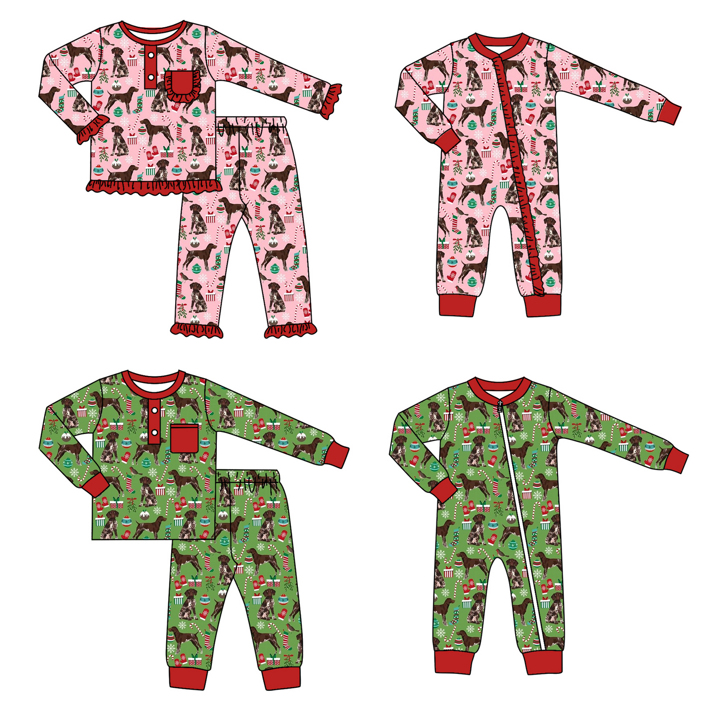 Christmas dog sibling GLP1522 girl pajamas outfit 202409 RTS