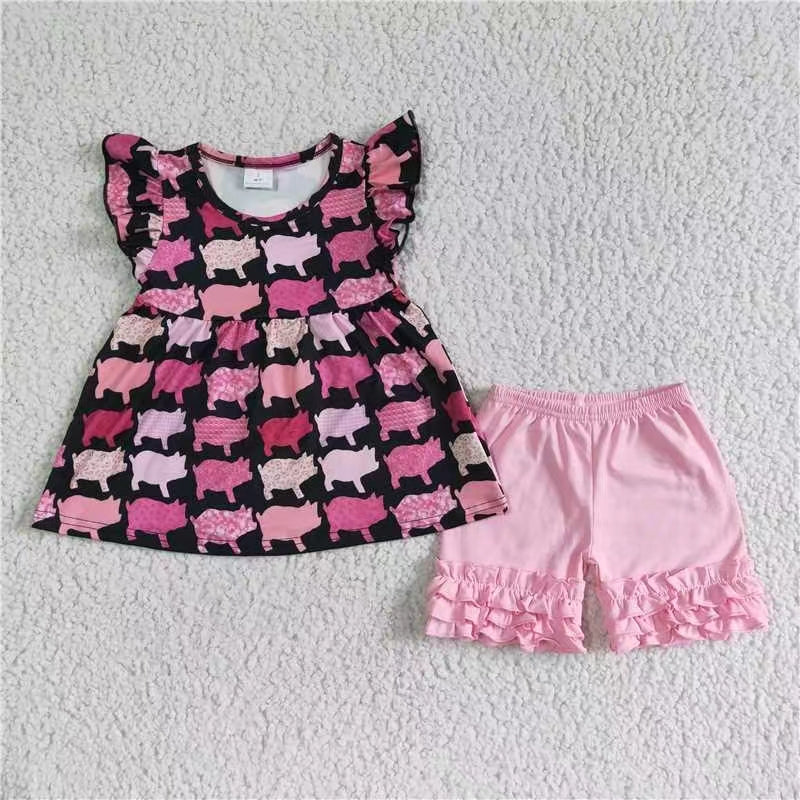 PIG C11-6 girl short sleeve shorts outfits