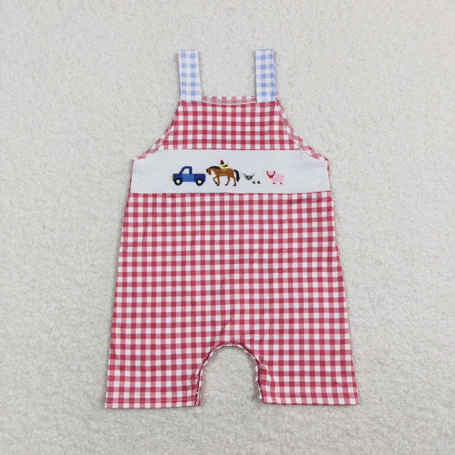SR0632 tractor embroidered boy romper 202401 rts john