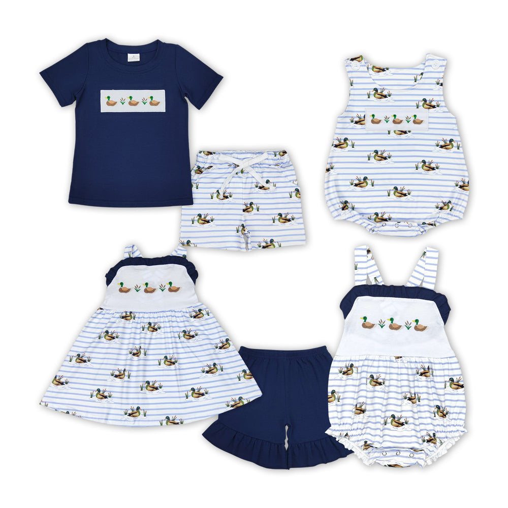 Embroidery duck Sibling BSSO0884 boy shorts outfit 202407 rts Sibling( Free shipping order $100+