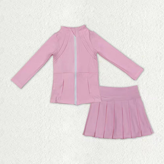 GLD1380瑜伽组合 GT0683 GLK0088 YOGA pink kids yoga zipper girl skirt outfit 202509 RTS