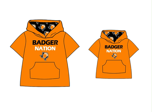 CUSTOM  BADGER NATION LOGO hoodie pockets football team boy clothes MOQ:3