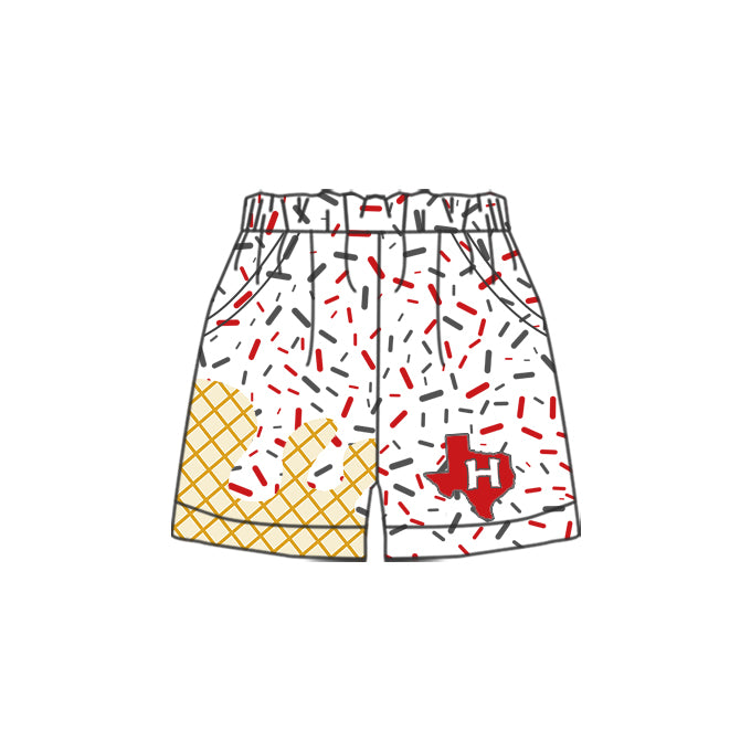 white texas H Team MOQ3 CUSTOM KIDS splatter ice cream drip shorts 202504