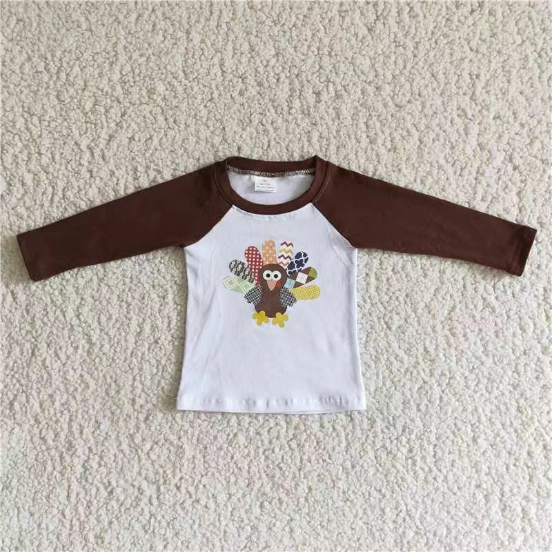 Thanksgiving turkey brown raglan long sleeve top 1009 RTS