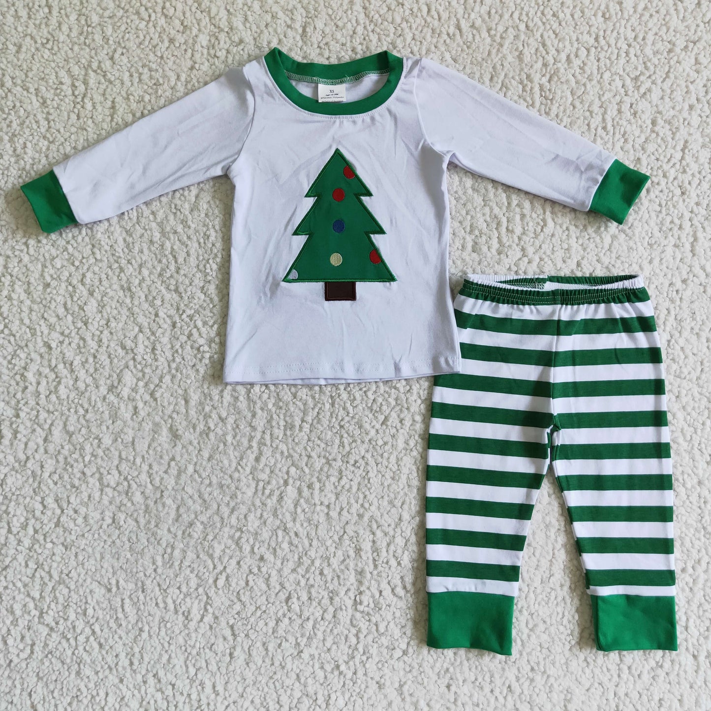 promotion 6 A28-15 Christmas tree embroidery long sleeve girl pajamas outfits 20231113