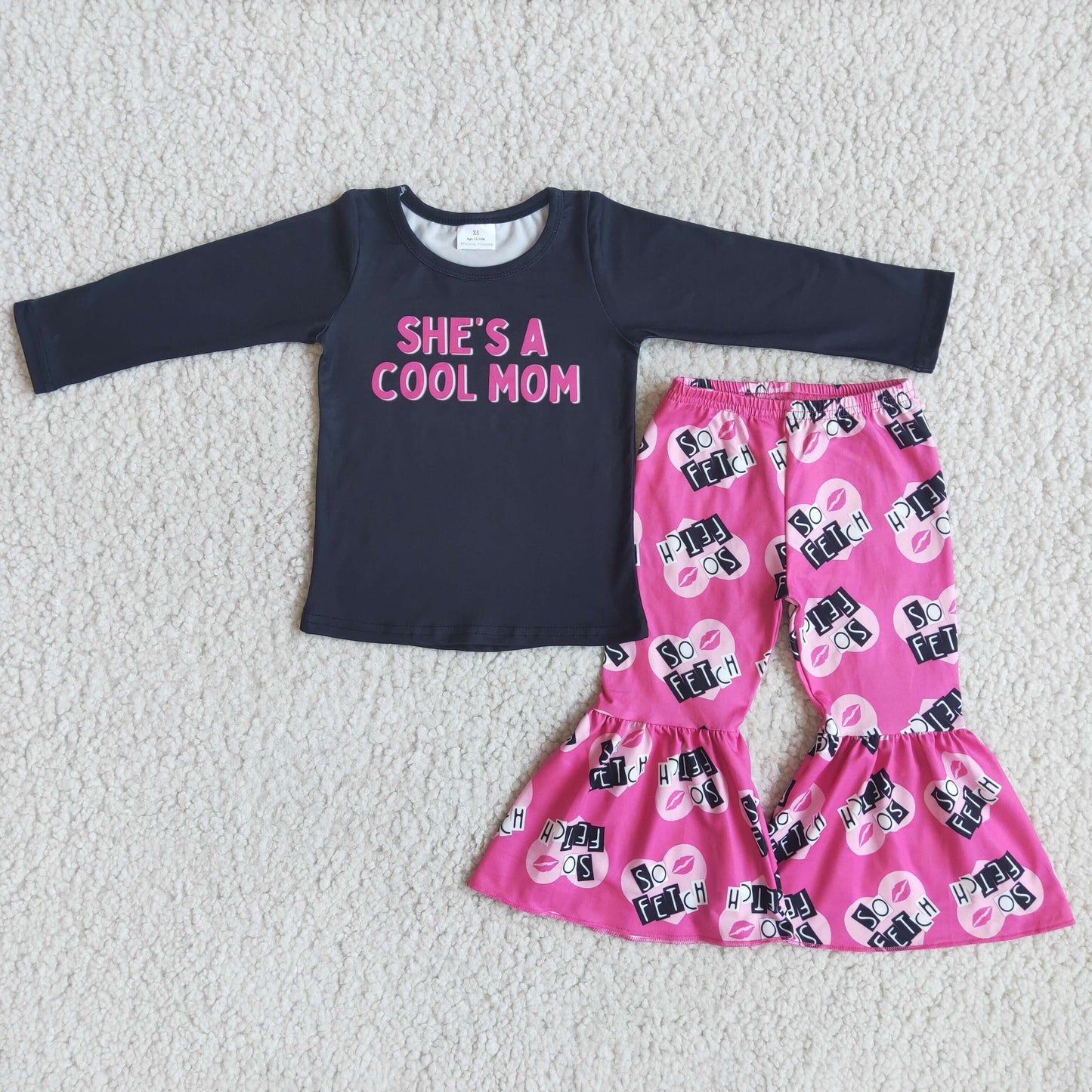 promotion cool mom letters black long sleeve legging pant outfit 20231107 RTS