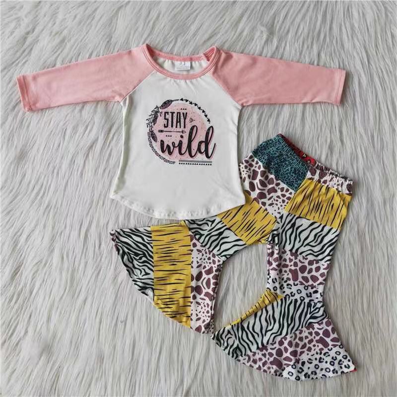 promotion 6 B4-36 stay wild long sleeve bell bottom girl outfit RTS