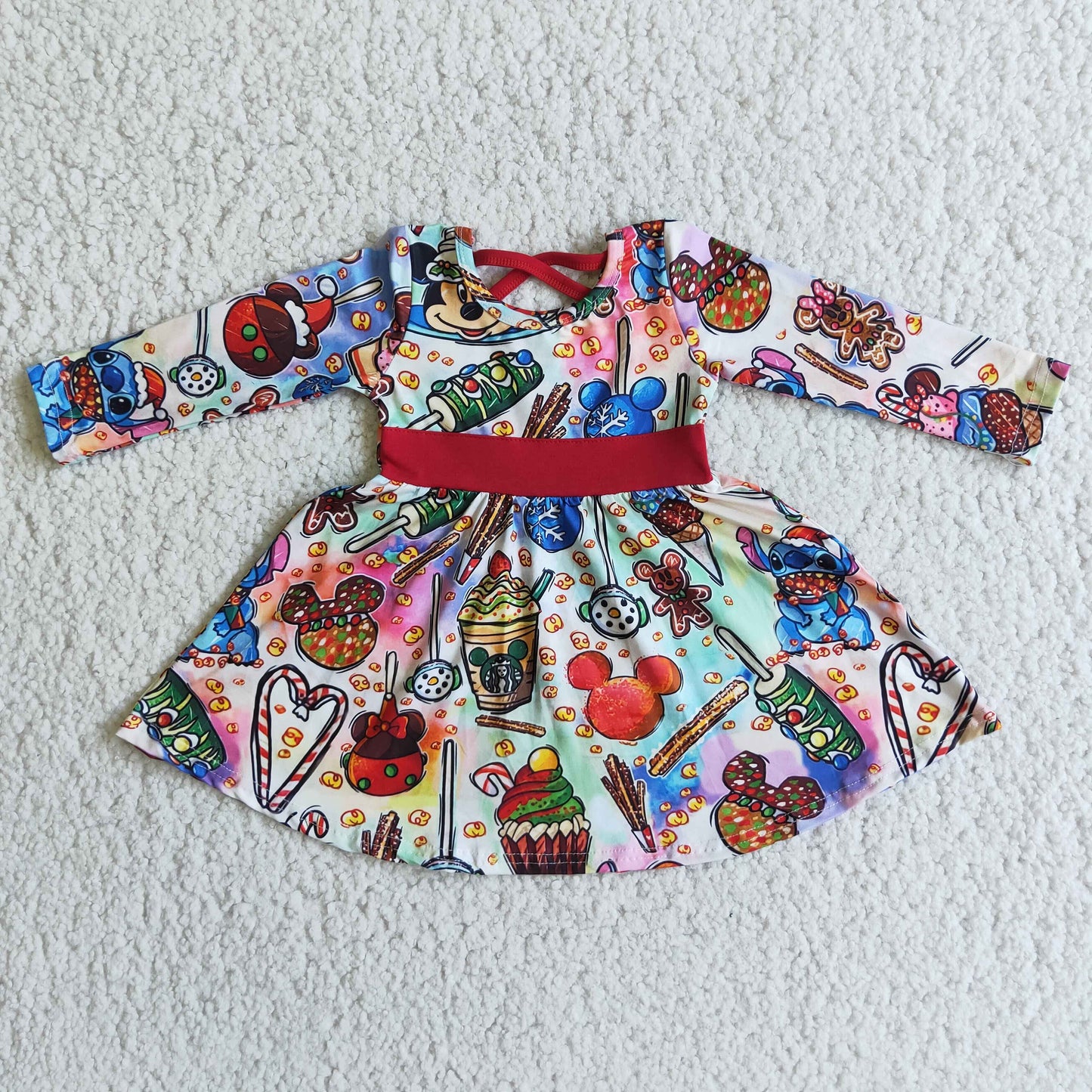 Promotion RTS 6 C9-17 cartoon mouse long sleeve girl dress 2023