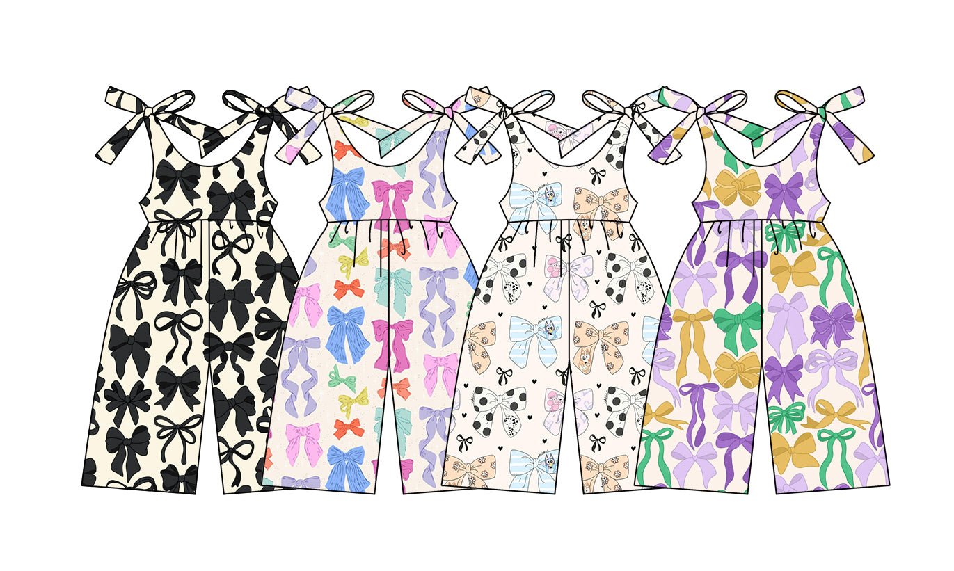 SR2522 Mardi Gras bow girl jumpsuit overall 202501 RTS