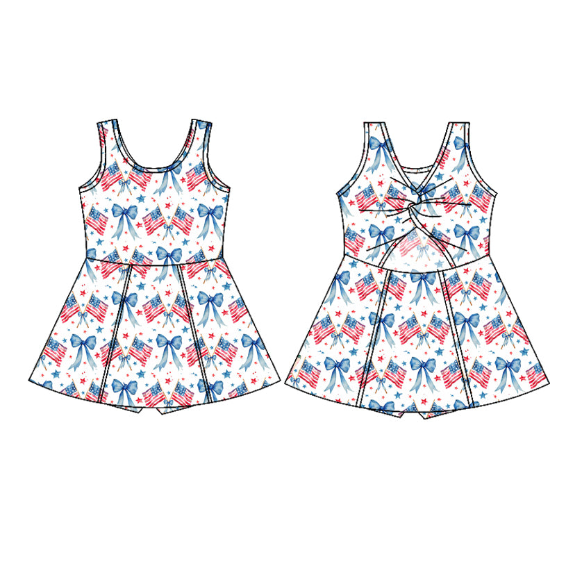 4th July bow MOQ5 custom yoga girl dress