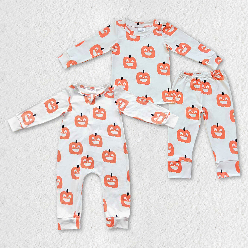 BLP0244 pumpkin long sleeve girl boy pajamas outfit 20230801 RTS