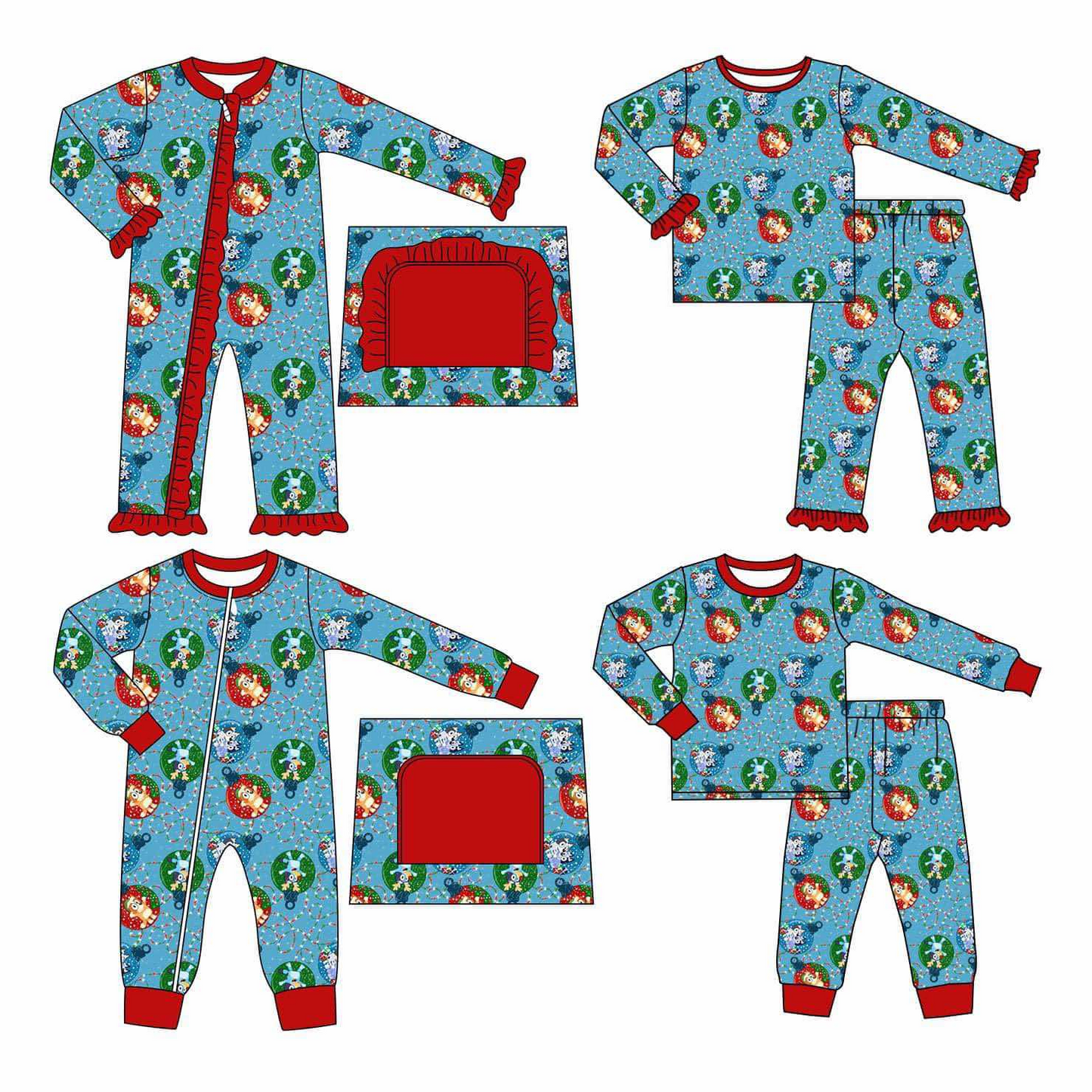 BLP0638 bluey Christmas boy pajamas outfit 202408 sibling RTS