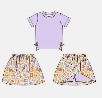 GSD1718 preorder western leopard short sleeve shorts boy summer outfit 202412