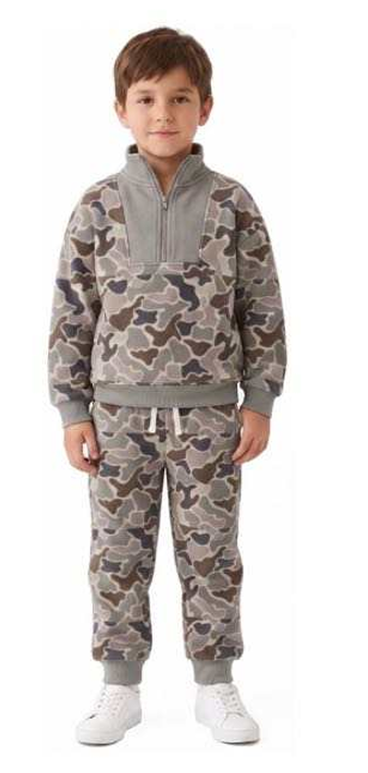 NO MOQ Preorder BLP1577 Camo Deer Henley Top Sage Jogger 2Pcs Kids BOY Outfit