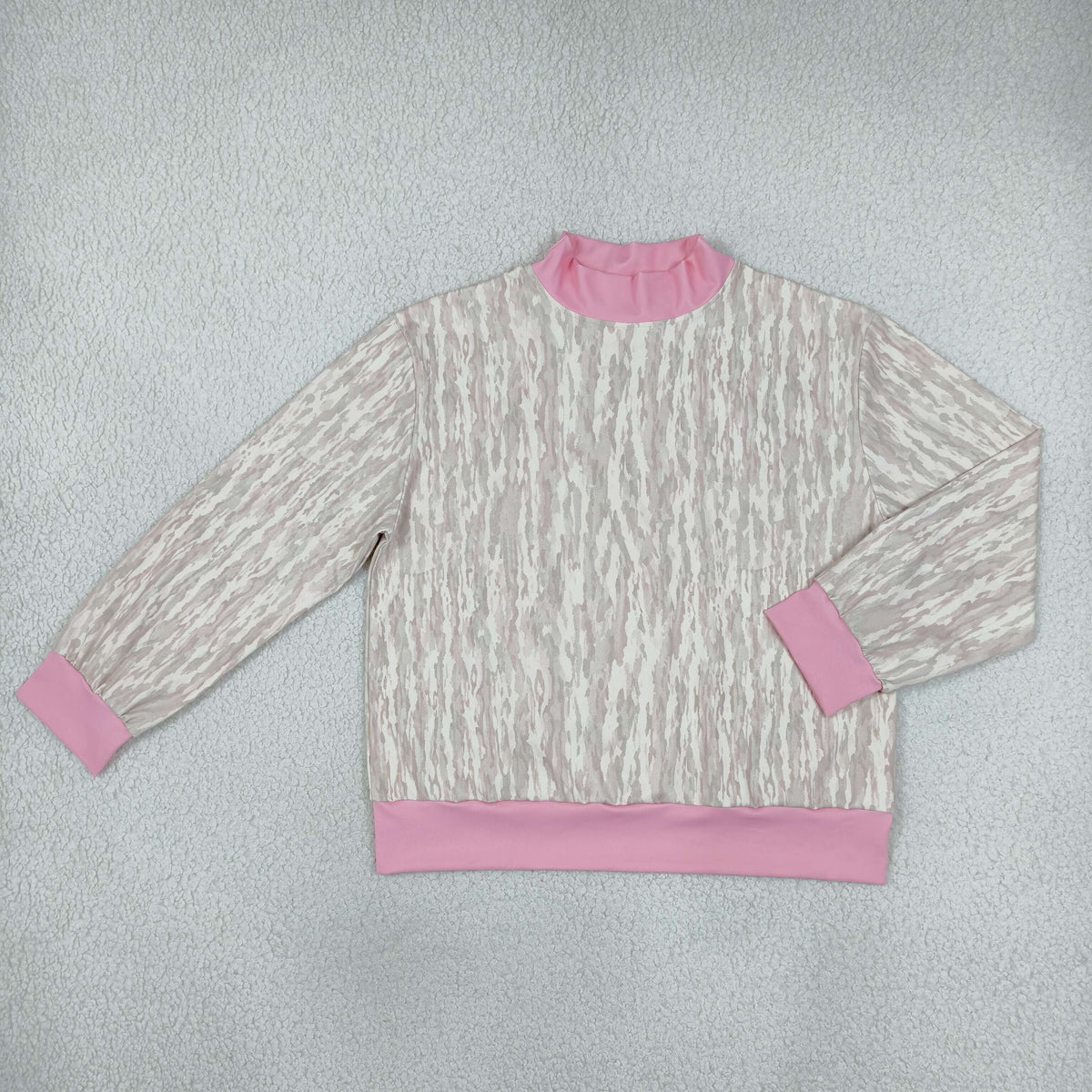 NO MOQ RTS GT1891-yoga-women Clothes Pink Camo Print Long Sleeve Mock Neck Top 202610