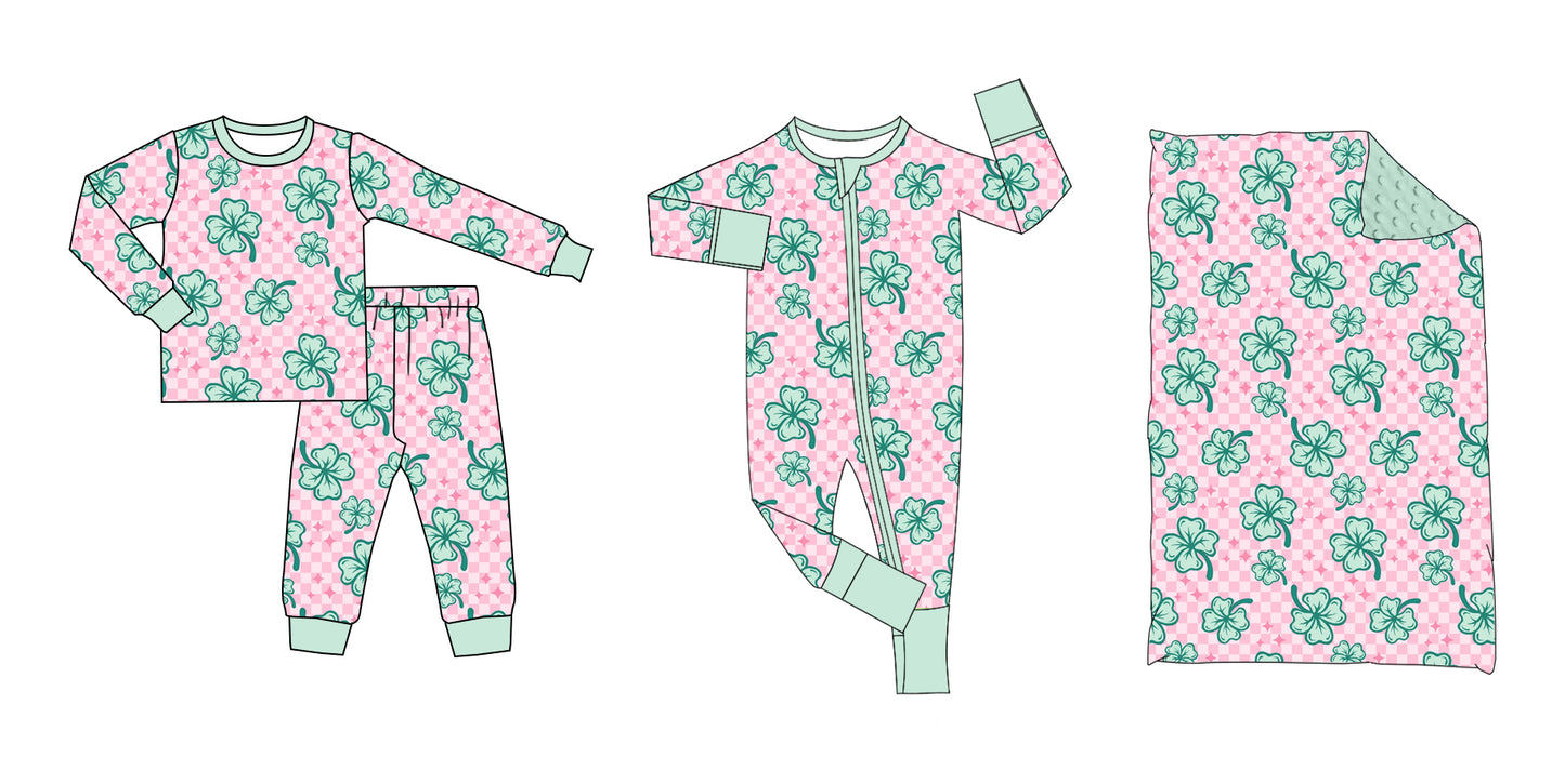 LR2107 western leaves ST. Patrick girl romper 202410 preorder sibling