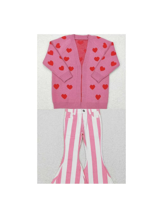 (副本)GLP1144 cardigan love valentines sweater hot pink jeans girl outfit 20231121 RTS