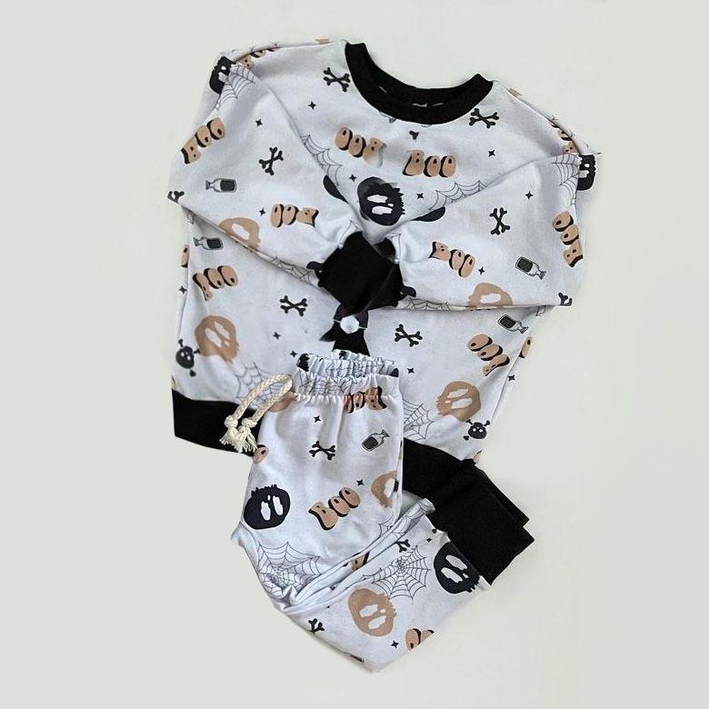 boo halloween sibling BLP0788 long sleeve children boy outfit pajamas preorder 202407
