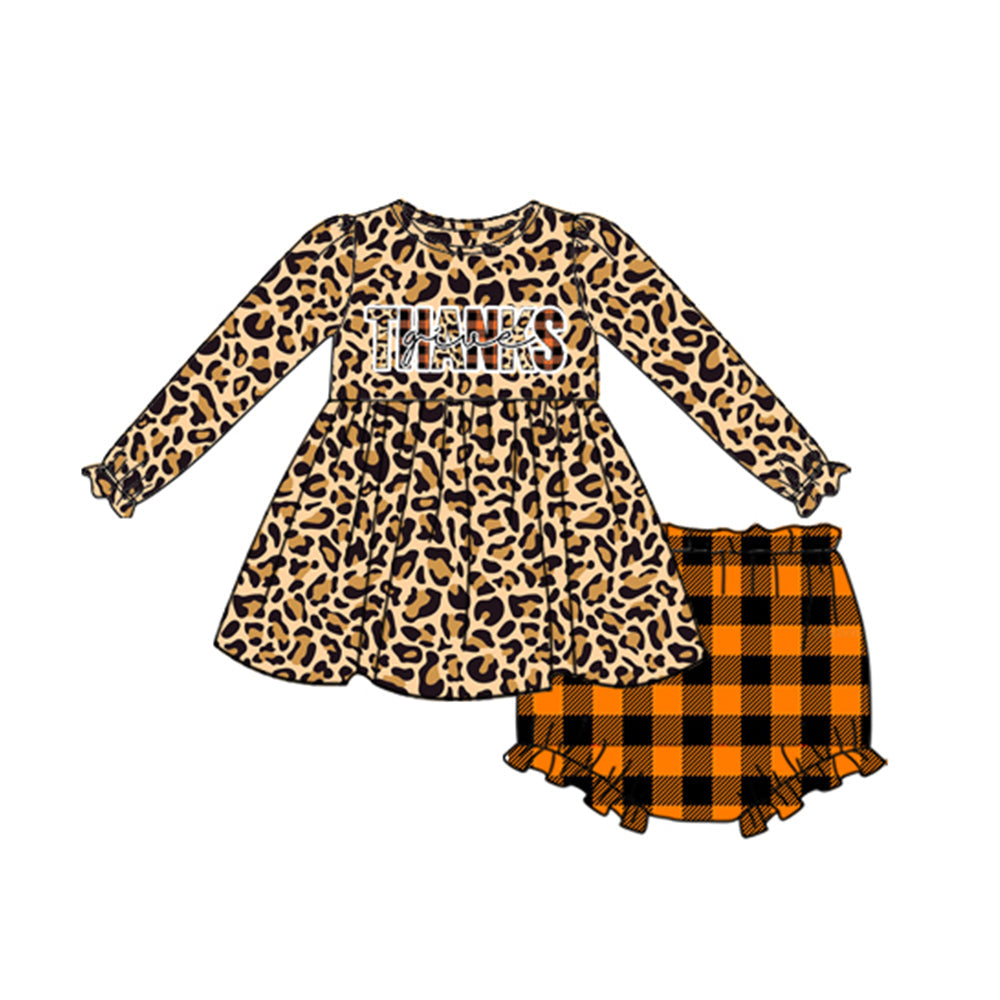 LR0329 thanks giving girl leopard romper long sleeves 20230512 preorder