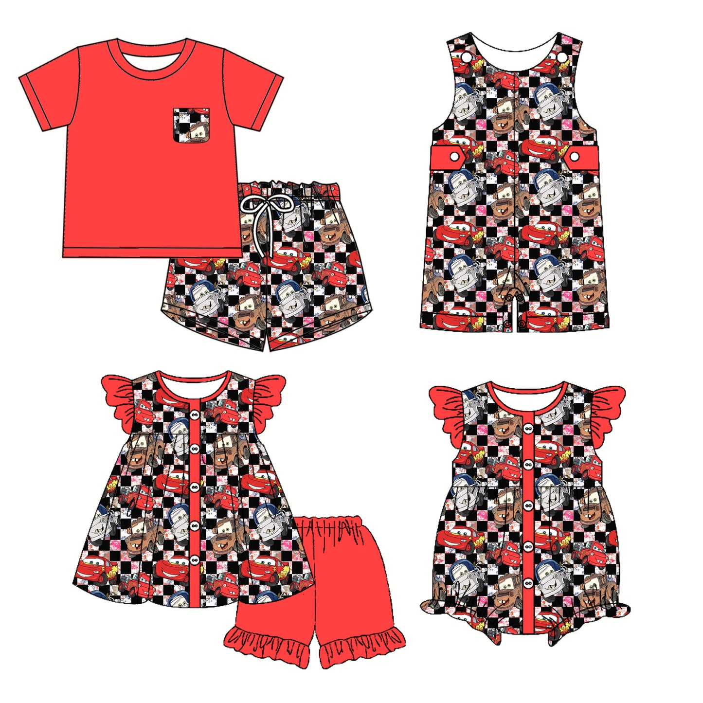 SR2898 car cartoon western girl summer romper 202502 preorder