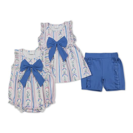 SR3045 BOW Flowes American 4TH July girl romper 202510 RTS