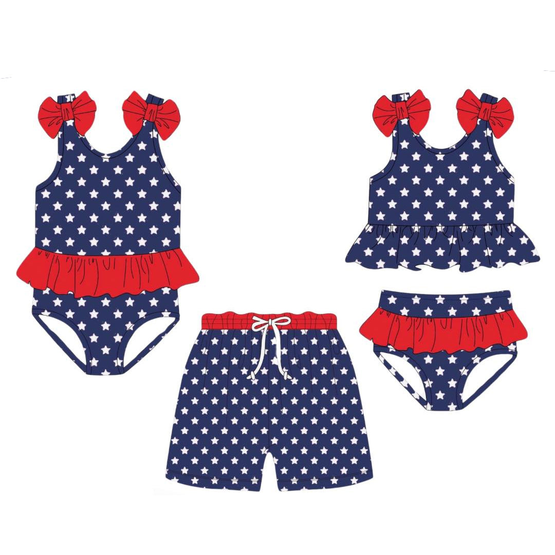 S0530 4th July stars size 3xs-3xl western girl swimming suit 202502 preorder