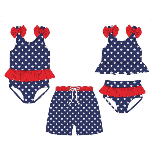 S0530 4th July stars size 3xs-3xl  western girl swimming suit 202502 preorder