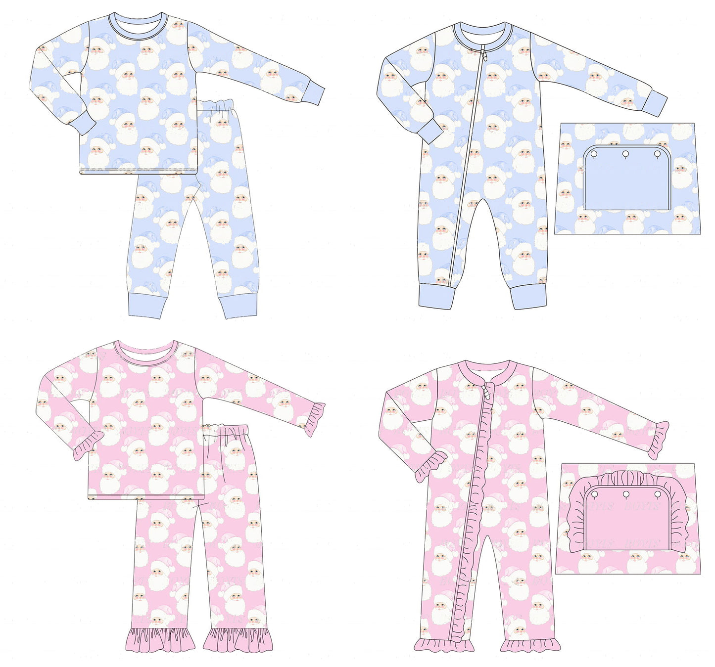 BAMBOO Christmas santa sibling LR1414 girl romper 202408 RTS