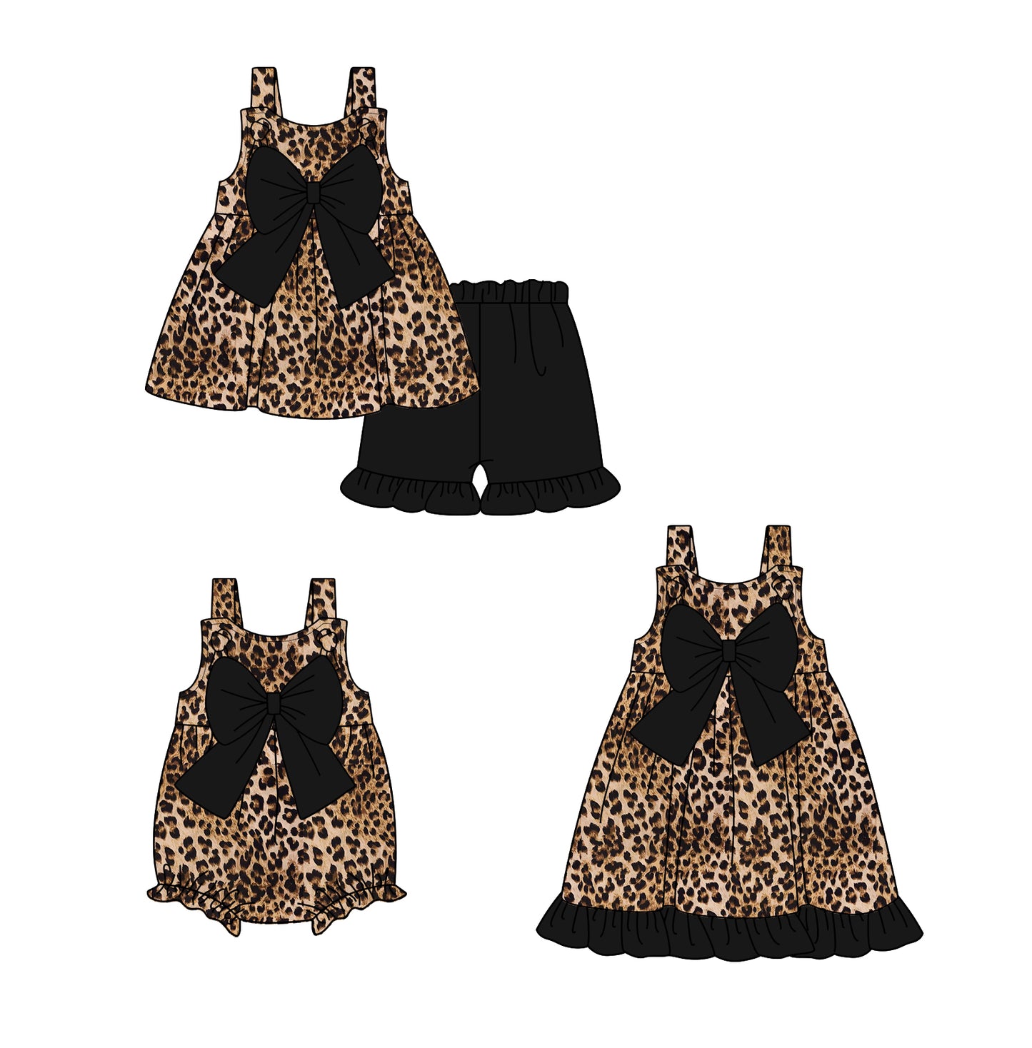GSSO2137 leopard short sleeve shorts girl outfit 202502 preorder