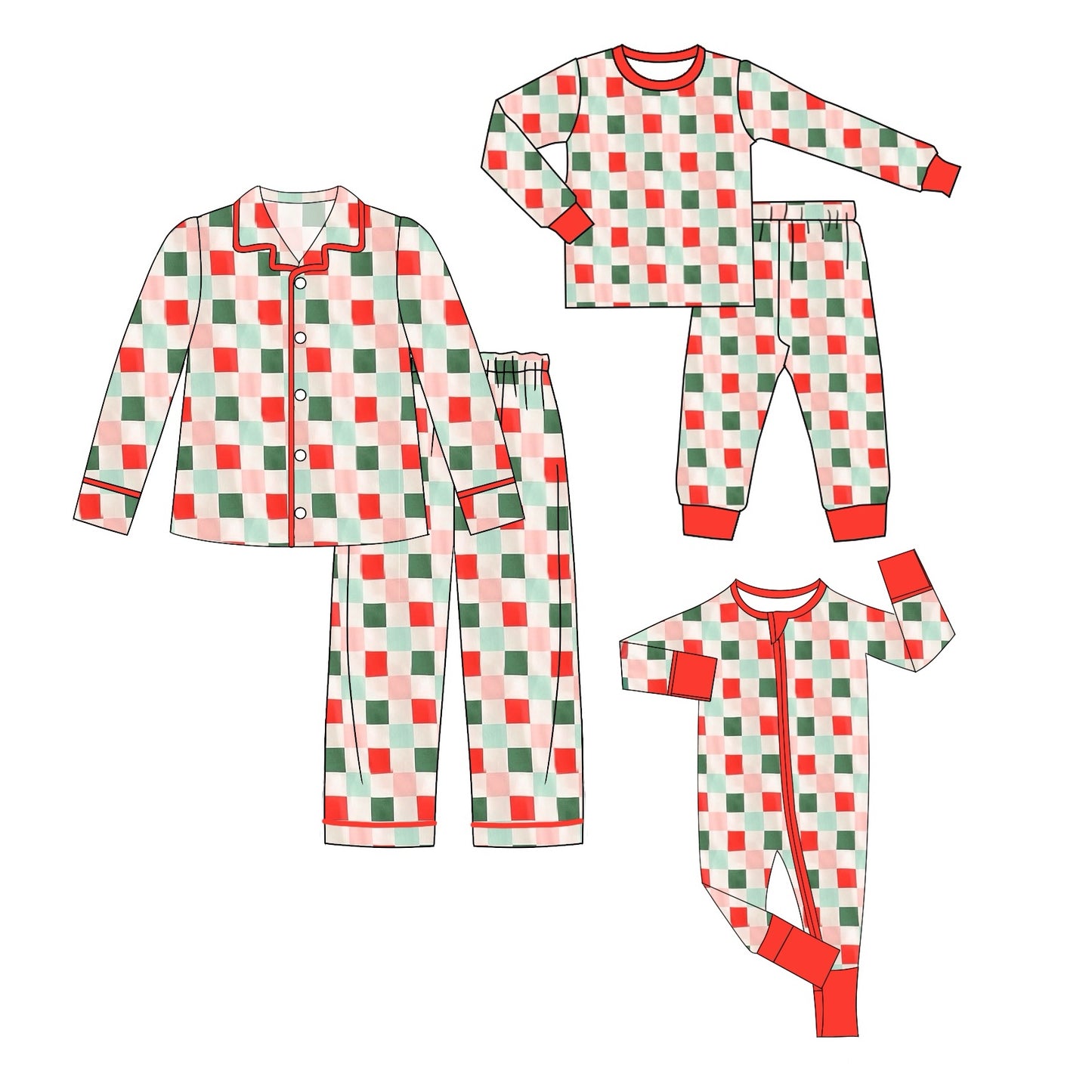 LR1197 Bamboo Checkerboard girl boy romper 202407 RTS sibling