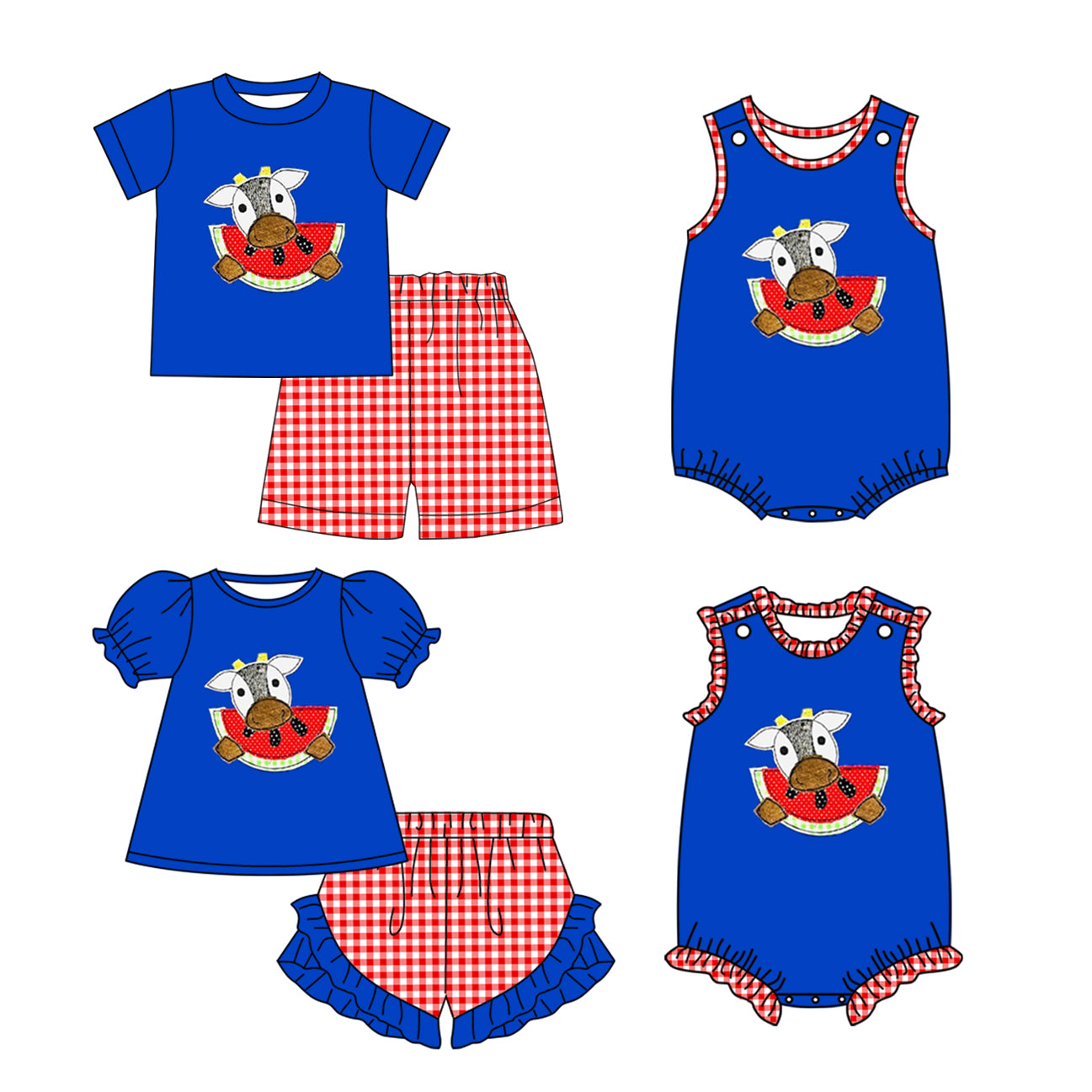 SR1480 cow watermelon boy romper 202403 preorder