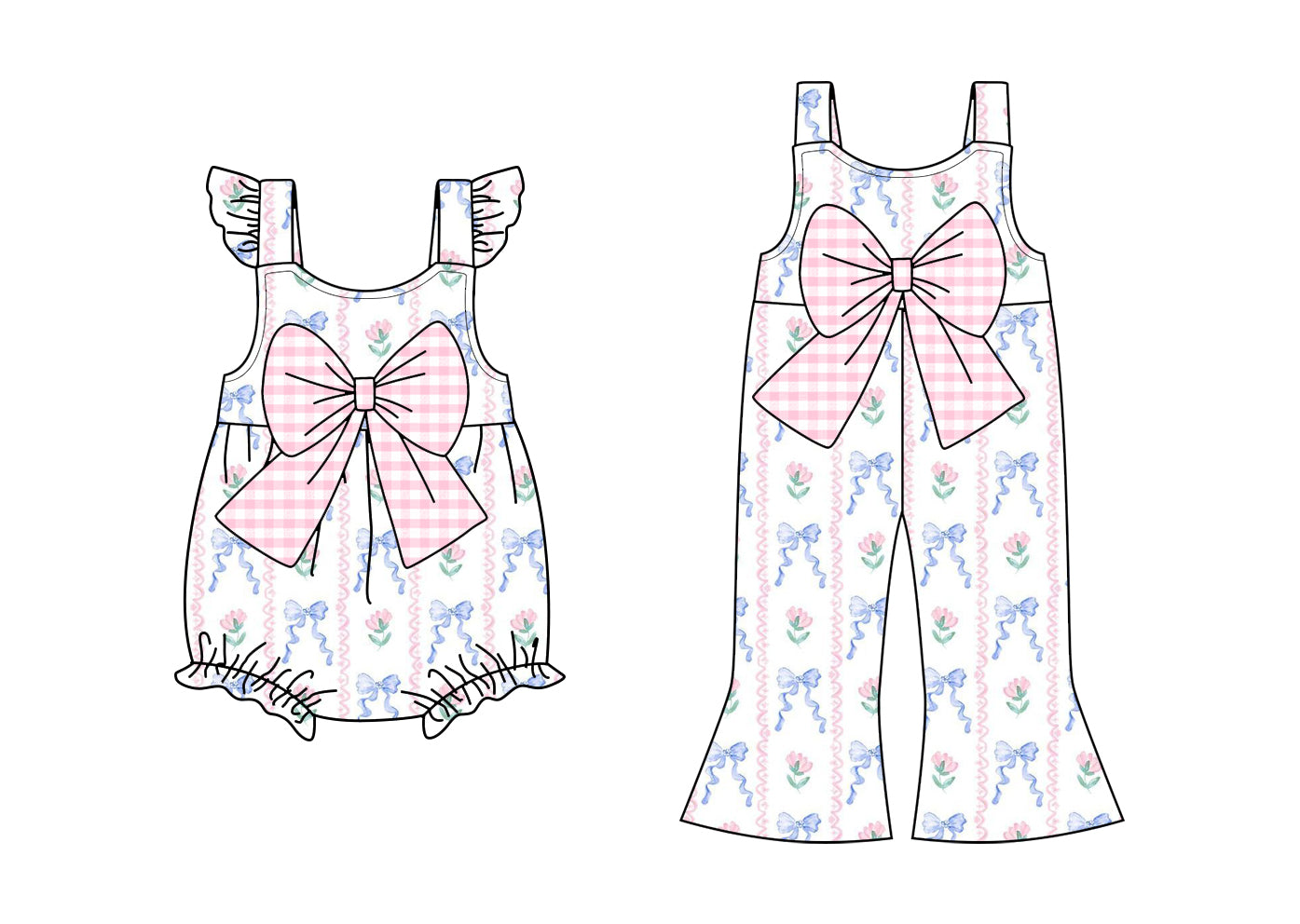 SR2661 bow flowers girl romper 202501 preorder sibling
