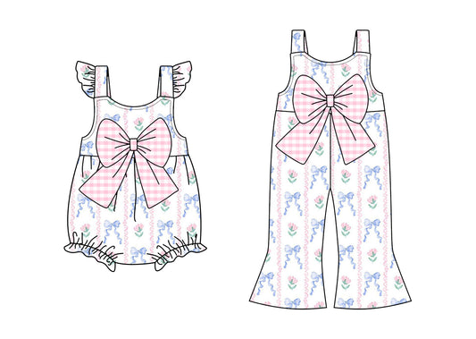 SR2661 bow flowers girl romper 202501 preorder sibling
